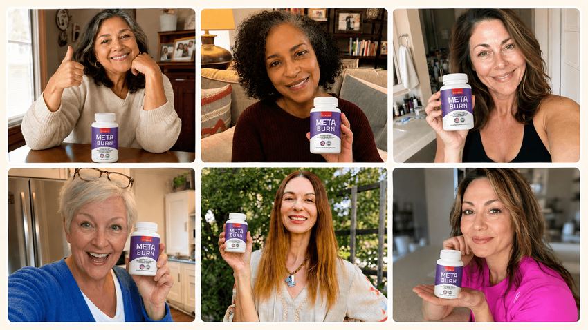 Real women holding MetaBurn bottles — community of satisfied customers